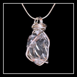 Gem quality Art Rains Herkimer diamond pendant wire wrapped in sterling silver.   
Art Rains Jewelry